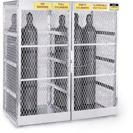 JUSTRITE Justrite Vertical, 10-20 Cylinder, Aluminum Storage Cabinet, 60"W x 32"D x 65"H, Manual Close 23007